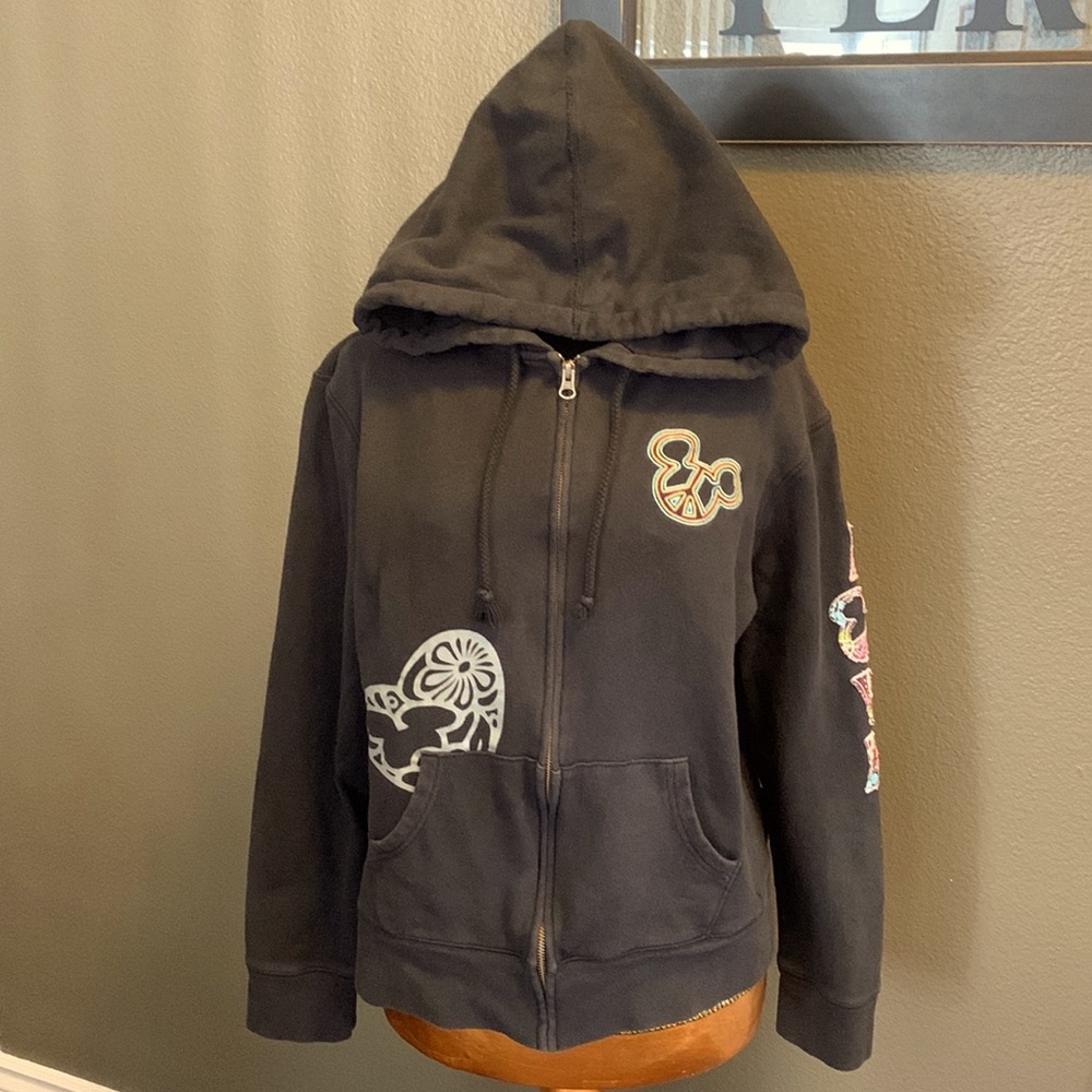 Disneyland Parks Mickey Piece sign matching hooded, zip up jacket and sweatpants